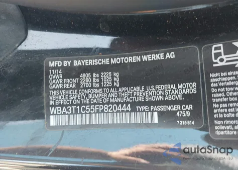 2015 BMW 428I xDrive z USA, uszkodzony, nr VIN WBA3T1C55FP820444